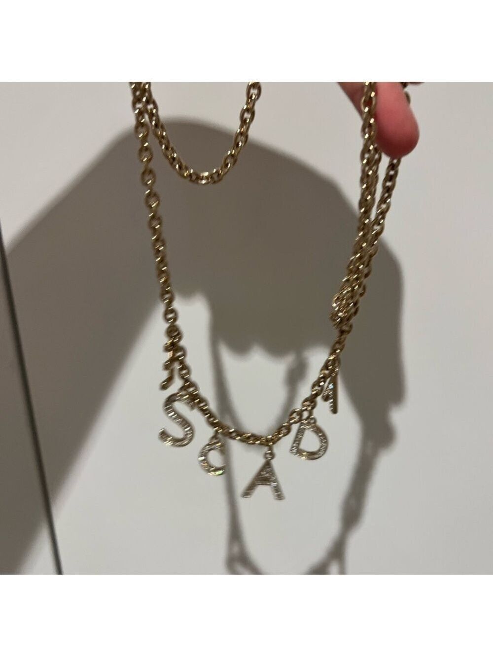 Vintage Escada ESCADA Crystal Letter Charm Necklace Gold Rhinestone RARE - Picture 4 of 6